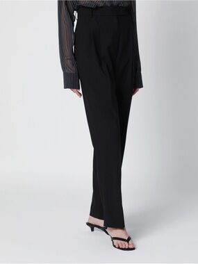 The Frankie Shop Bea Pleated Trousers, Beige, Size S, High Waist